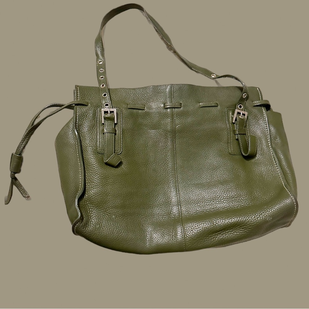 Genuine Leather NORDSTROM Large Olive Shoulder Bag